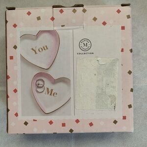 NIB Martha Stewart Pink Heart Ring Dish Set New
